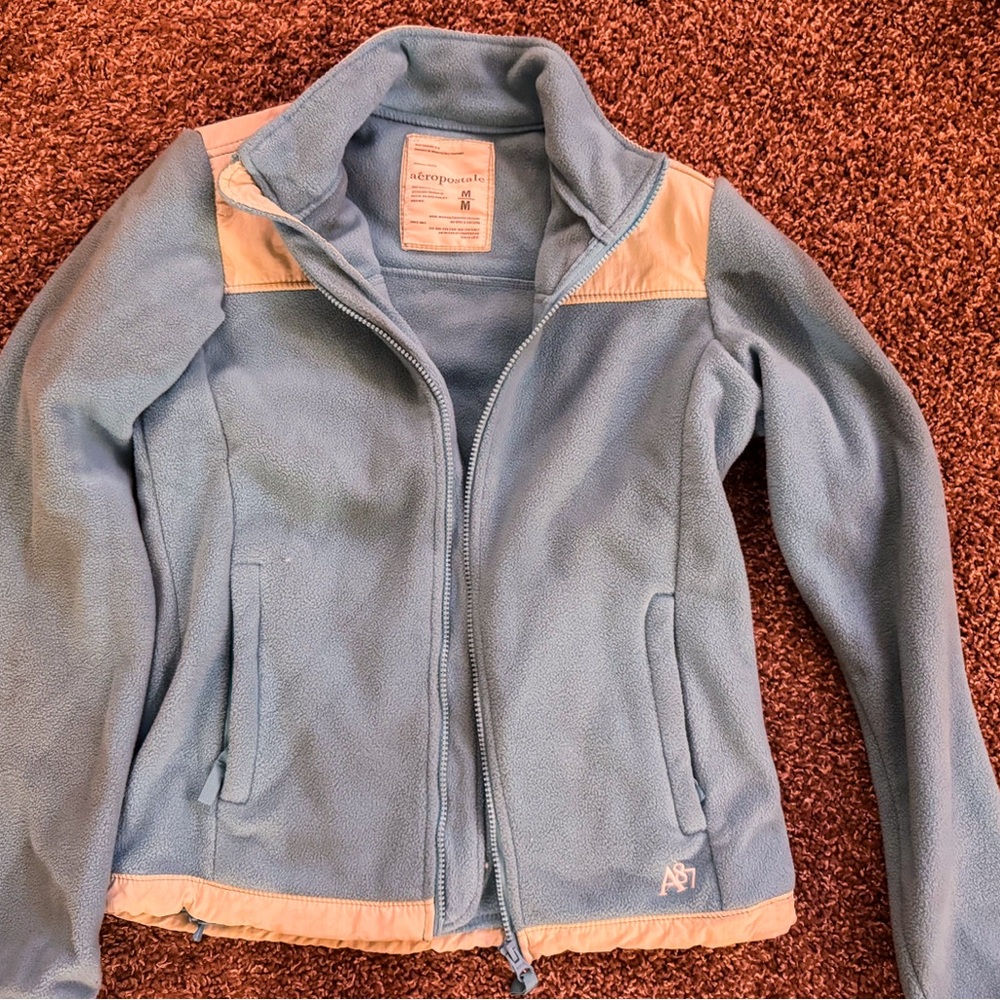 Aeropostale Women's Light Blue Fleece Jacket